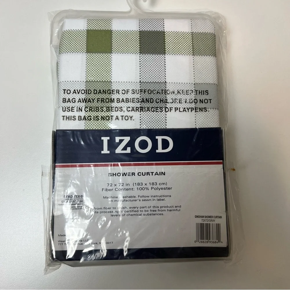 Izod Gingham Gray Shower Curtain